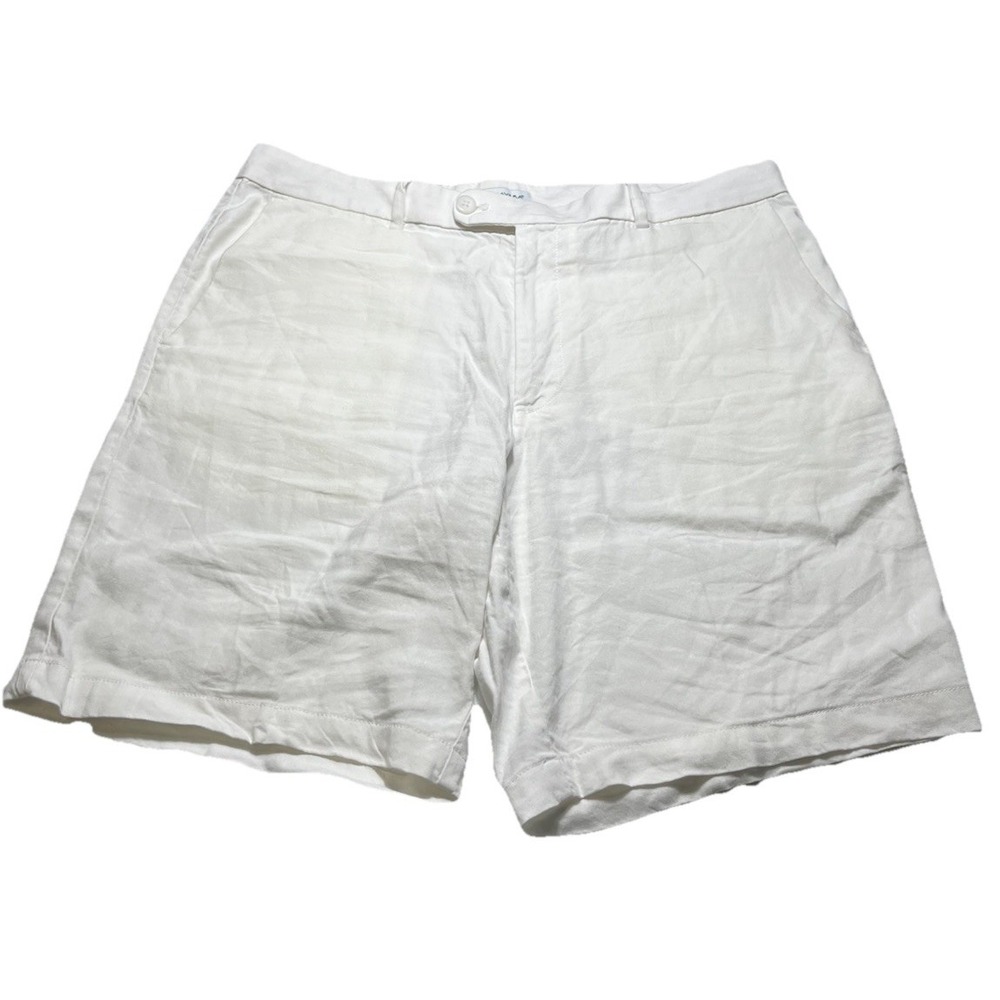 Cuba Vera‎ Mens 100% Linen White Flat Front Shorts Size 38 Resort Beachwear